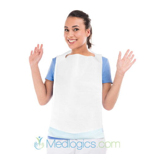 Disposable bibs with practical collection pocket