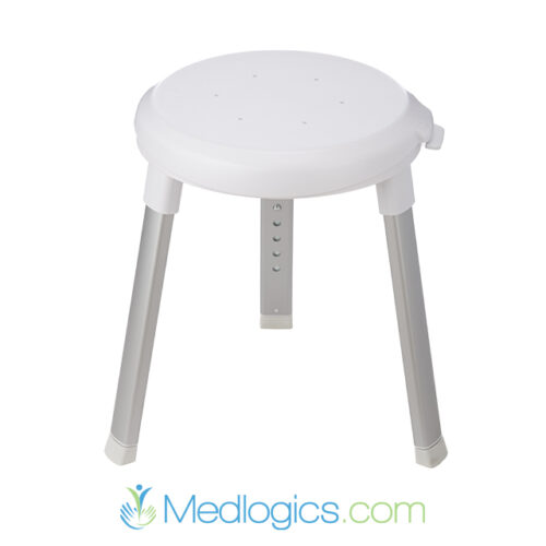 Adjustable shower seat, 3 legs, round with rotating seat - Image 2
