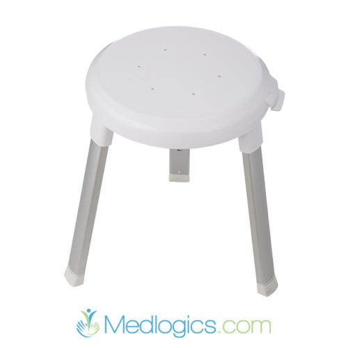 Adjustable shower seat, 3 legs, round with rotating seat - Image 3